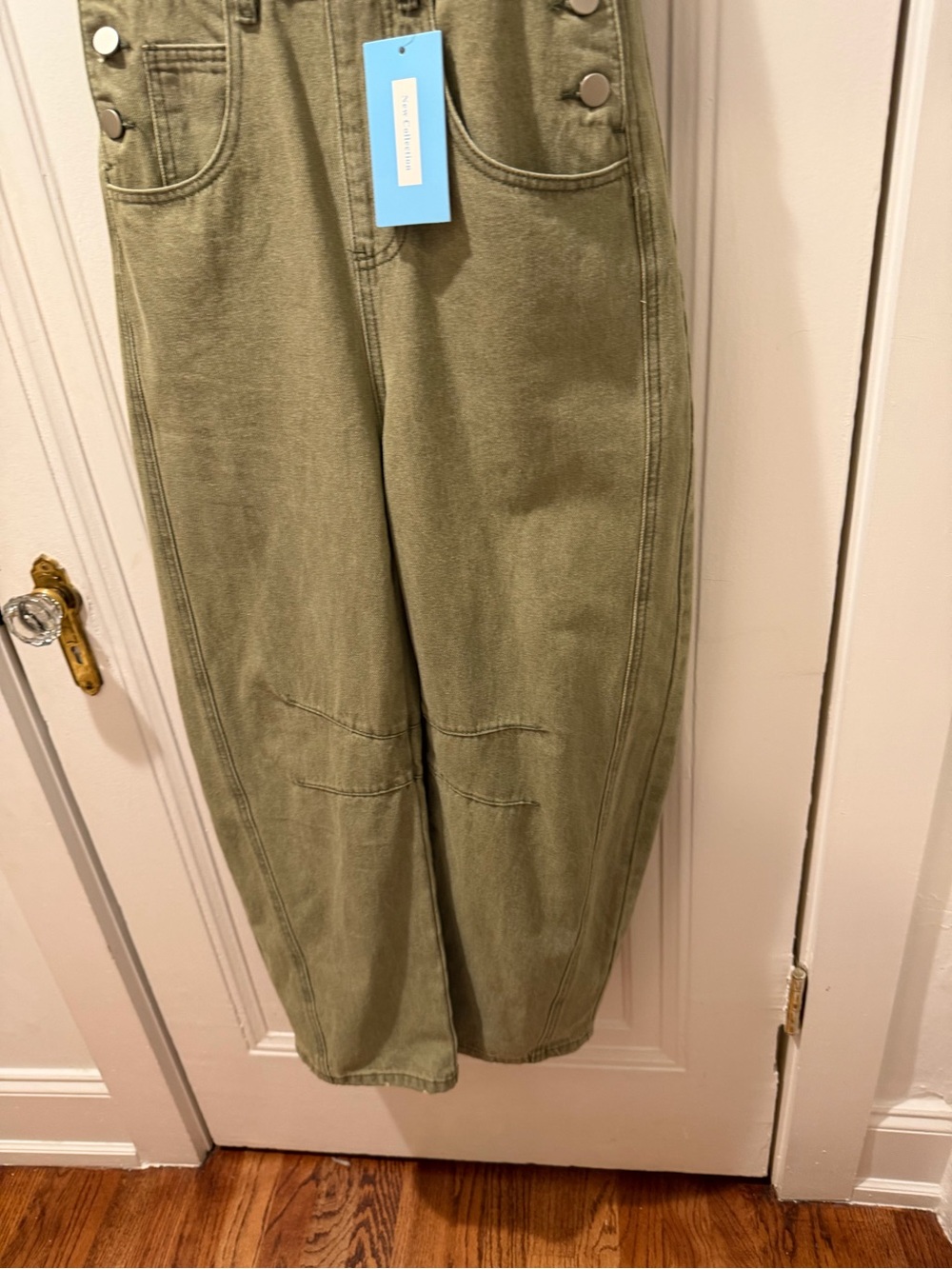 Barrel leg Olive Green Overalls - Picture 7 of 9